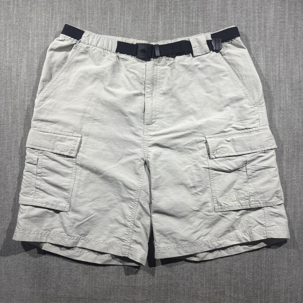 The North Face Shorts Mens 36 Gray Nylon Cargo Belted Hiking Travel Outdoor‎
